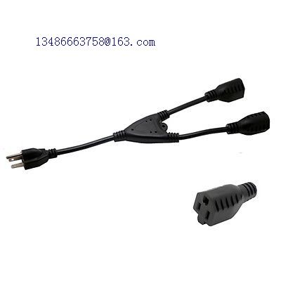 US short Y splitte power cord USA 3Pint to 2x Female