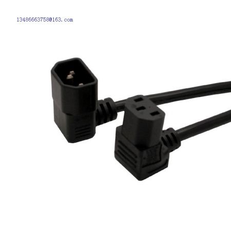 IEC 320 C13 to C14 right angle down angle AC power cord