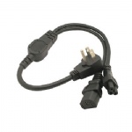 Nema 5-15P plug to IEC 320 C13 C5 Y splitter power cord