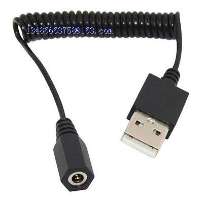 USB A Male to DC 3.5mm x 1.35mm Female Power Jack Coiled Spring Cable Wire Lead