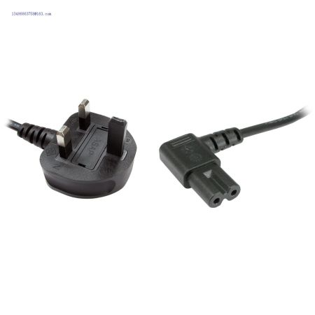 90 Degree IEC C7 to UK 3 Pin Mains Plug