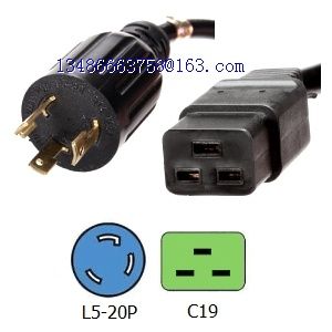 NEMA L5-20P to C19 Power Cord  20 Amps 125V