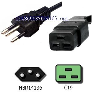 Brazil NBR14136 to IEC C19 Power Cords