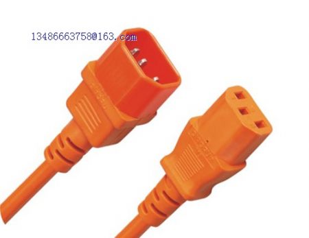 Orange Power Extension Cable IEC Kettle Male to Female UPS Lead C13 - C14