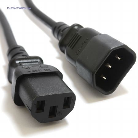 Black Power Extension Cable IEC Kettle Male to Female UPS Lead C13 - C14