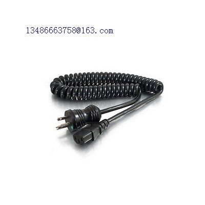 16 AWG Coiled Hospital Grade Power Cord Black