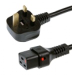 UK Mains 13A Fused Plug to IEC C19 Female Socket Lock