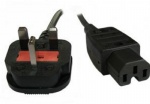 Power Cable UK Mains Fused Plug to IEC C15 Female Socket 13 Amp 2m