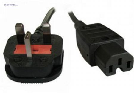 Power Cable UK Mains Fused Plug to IEC C15 Female Socket 13 Amp 2m