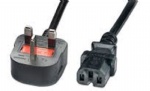 UK Mains Fused Plug to IEC C15 Female Socket 13A 3 amp  2 metres