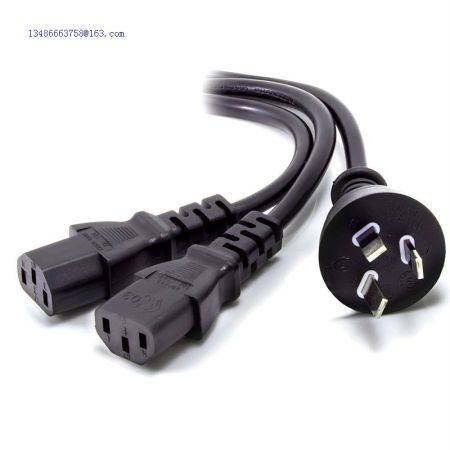 Australia 3 Pin Mains Plug to 2 X IEC C13 Y Splitter Cable