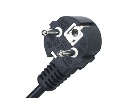 CEE7/7 European Schuko three prong right angle power cord plug with VDE