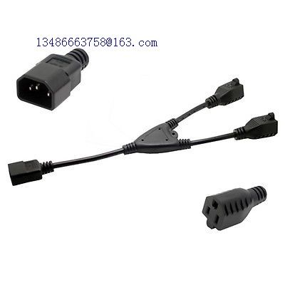 IEC 3Prong Male to 2X Nema 5-15R female short y split cable