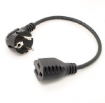 Travel power cord 3Pin Europe male to US female SAFE converter cable