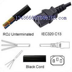 AC Power Cord ROJ to IEC 60320 C13 Connector