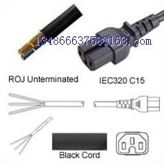 AC Power Cord ROJ to IEC 60320 C15 Connector