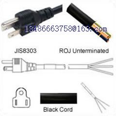 AC Power Cord Japan Plug to ROJ VCT-F3G1.25