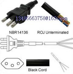 AC Power Cord Brazil Plug to ROJ H05VV-F3G1.5