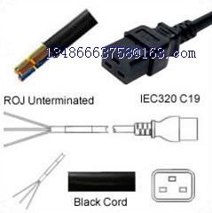 AC Power Cord ROJ to IEC 60320 C19 Connector  H05VV-F 1.5