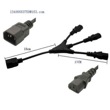 IEC 320 C14 Male to 3 x C13 Female Y Splitter Power Cable