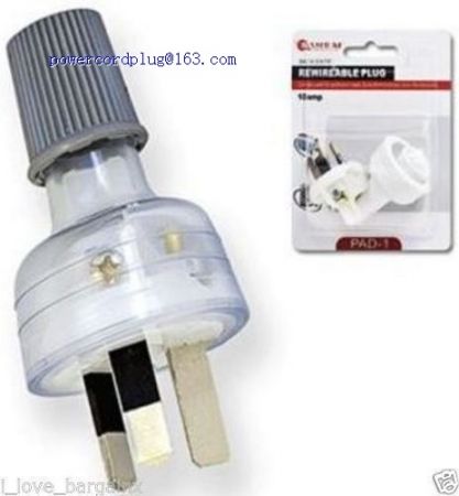 Male Rewirable Rewireable Plug 3 Pin 10A 10AMP 240V Back Entry with Collar