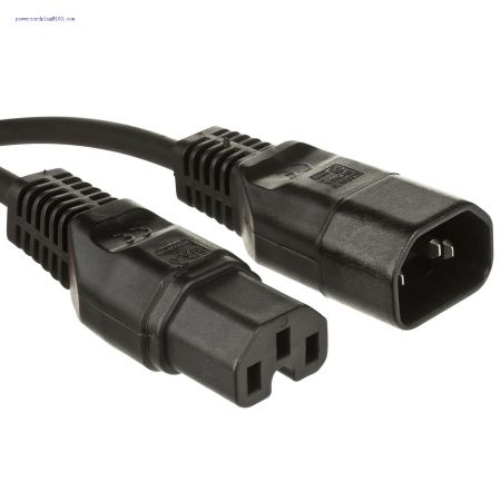 Power Extension Cable IEC C14 Male Plug to IEC C15 Female Socket