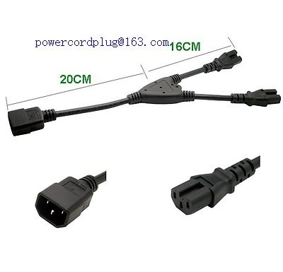 IEC 320 C14 to 2X C15 Y split Power cord C14 male to 2xC15 female cord