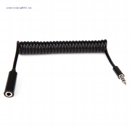 1M Stereo 3.5mm Male to Female M/F Audio Coiled Spiral Connecter