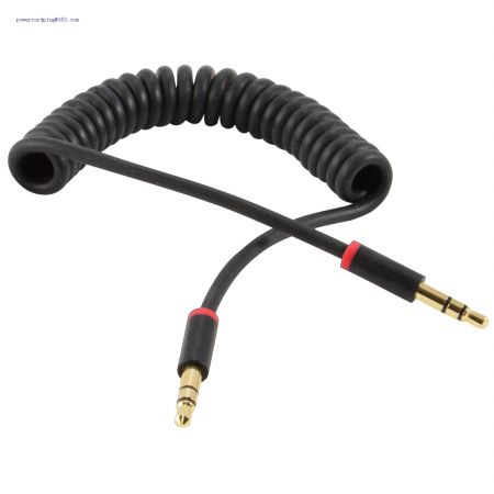 3ft Spring Coiled 3.5mm Aux Cable Gold Plated Stereo Audio Auxiliary Cord