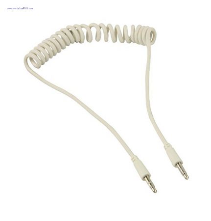 1m Coiled Stereo Audio Cable White