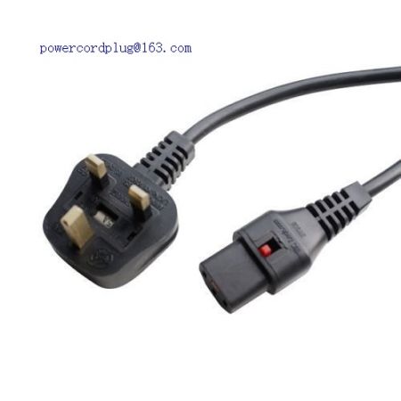 IEC c13 Locking to UK Mains Plug 3 Metre Lead Computer Power Kettle