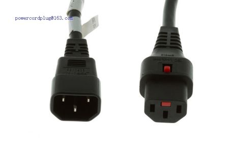 IEC LOCK Extension Cable IEC C14 Male Plug to IEC C13 Female Lock Black 1M