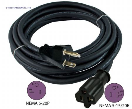 NEMA 5-20 20-Amp T-Blade SJOOW 12AWG Anti-Weather