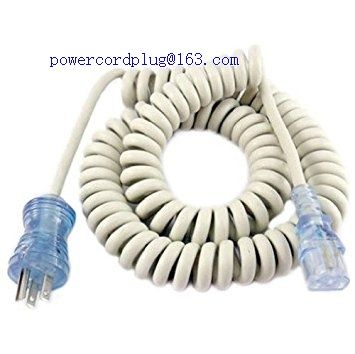 Hospital Grade 3 Prong U.S. Plug to IEC C13 8 Foot Coil Spring Cord