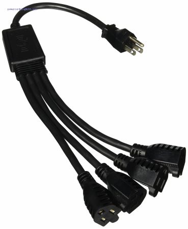 Power Cord Splitter for NEMA 5-15P to 4 NEMA 5-15R