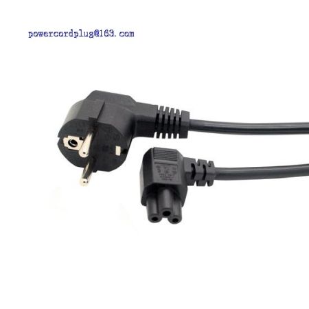 European AC Power Cord CEE7 Male to IEC 320 C5 angled power cord