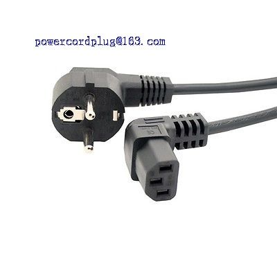 European 3Pin to IEC 320 C13 DOWN Angled Power Cord for LCD LED Wall Mount