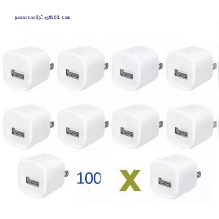 White 1A Cube USB Power Adapter AC Home Wall Charger US Plug for iphone