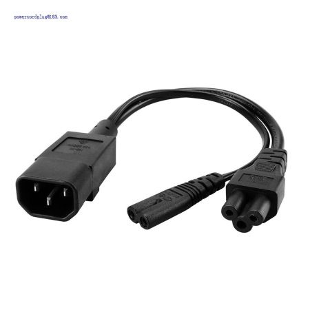 IEC 3Pole C14 Male to C5 & C7 2 in 1 Y Split Power Cord