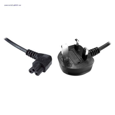 Right Angle 1.8m 6ft UK 3 Pin Mains Plug PSU Clover Lead IEC C5 90 Degree Cable