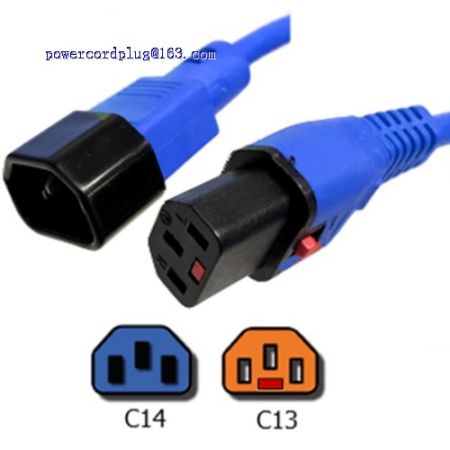 Power Locking Lock Cable IEC C14 Male to IEC C13 Female