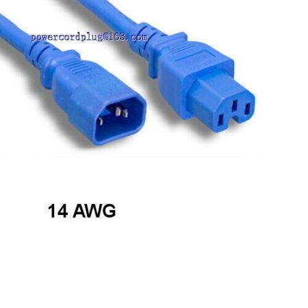 Blue 8' Power Extension Cable C14 C15 14AWG 15A for Server Router Network