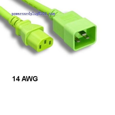 Green 6Ft AC Power Cord Cable C13 to C20 14AWG 15A SJT for Server Network