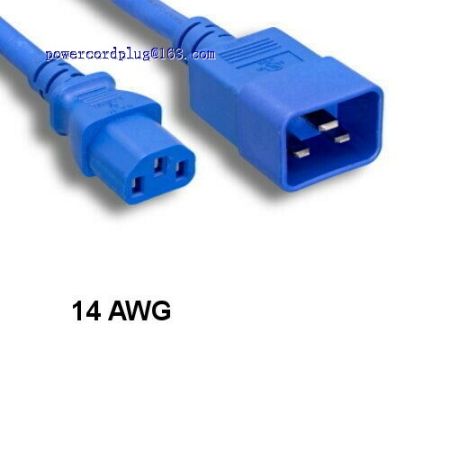 Blue 4 Ft AC Power Cord Cable C13 to C20 14AWG 15A SJT