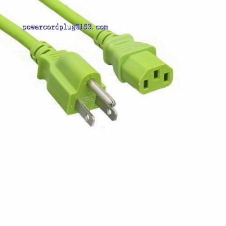 Green 4Ft US 3Pin AC Power Cord Cable NEMA5-15P/IEC320 C13 18AWG 10A 125V