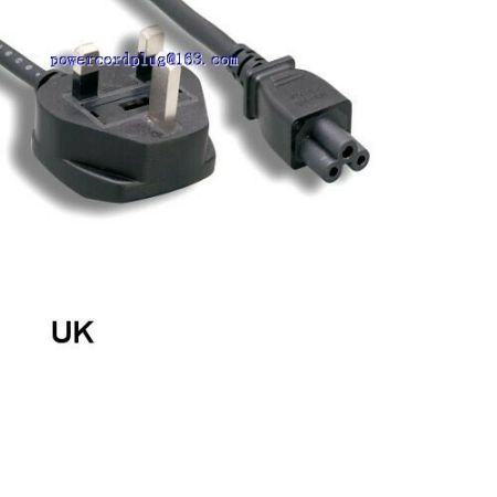 6Ft 3 Prongs AC Power Cable IEC320 C5 To UK England BS1363