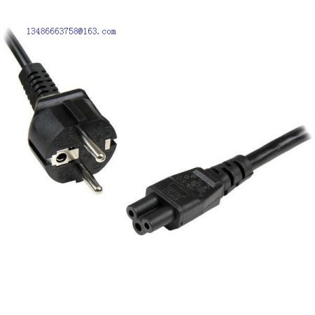 C5 Cloverleaf 3-Pin Shucko Mains Lead Power Cable Cord EU European Plug