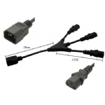 Short IEC C14 to 3 x C13 Y Splitter Cord IEC male to 3 female